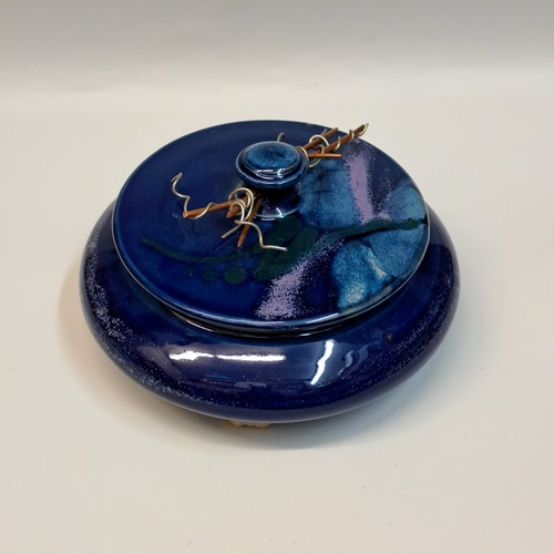 #240111 Treasure Box, Round Cobalt Blue 3x6 $28 at Hunter Wolff Gallery